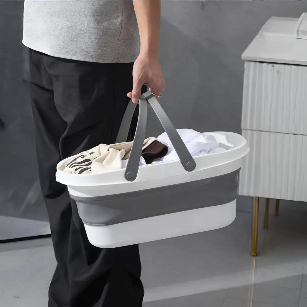Ember Lipat , Hemat Tempat – Ember Silicone Portable, Wadah Cuci Baju / Pel Lantai , baskom lipat serbaguna , cuci baju lipat, laundry
